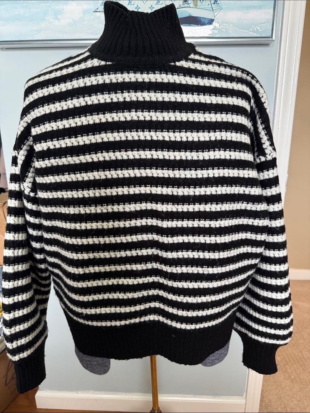 Sanctuary Black and White Striped Turtleneck Sweater